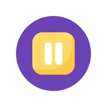 Media pause button video player control flat vector icon illustration Stock Illustration