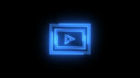 Media pause slideshow icon glowing neon blue color animation Stock Footage 278860029
