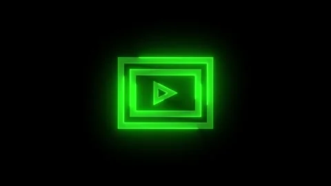 Media pause slideshow icon glowing neon green color animation Stock Footage 278860034