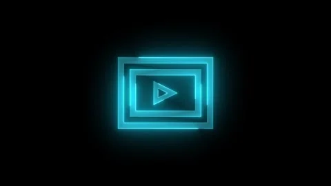 Media pause slideshow icon glowing neon cyan color animation Stock Footage 278860037