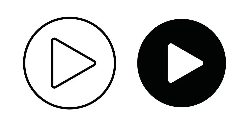 Media play button icon. Line Drawings and Silhouettes icons Stock Illustration