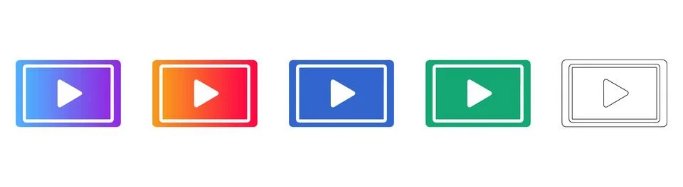 Media Play Button Icon Set for Video and Multimedia Interfaces Stock-Illustration