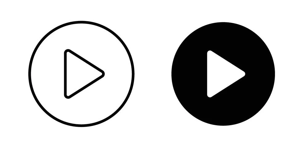 Media play button icon vector concepts, line and silhouette style Stock Illustration