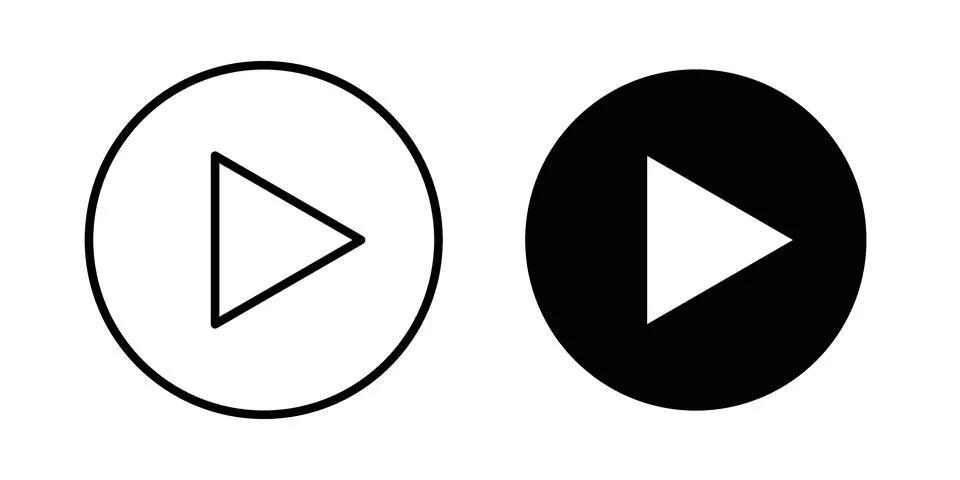 Media play button icon vectors. Illustrations in black Stock Illustration