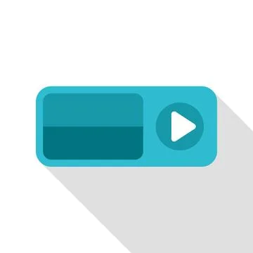 Media play button interface with long shadow Stock Illustration
