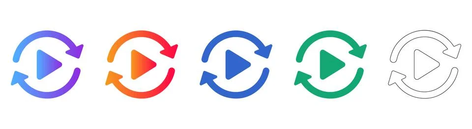 Media Playback and Refresh Cycle Icons Illustrazione stock