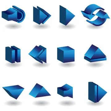 Media player 3d icon set Stock Illustration