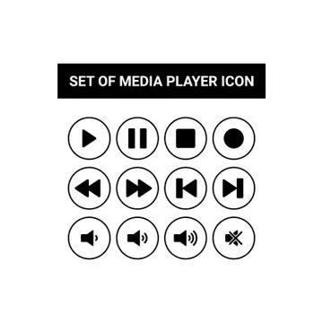 Media player button icon flat design vector template Stock Illustration