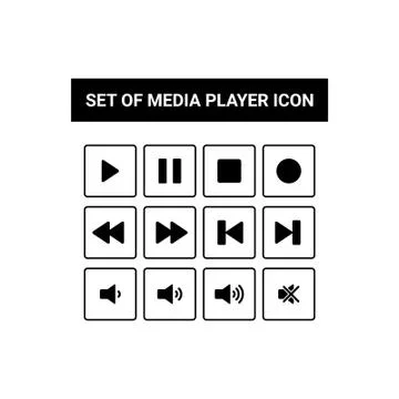 Media player button icon flat design vector template Stock Illustration