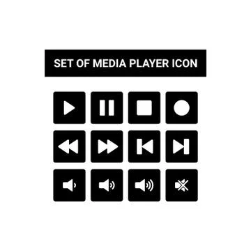 Media player button icon flat design vector template Stock Illustration