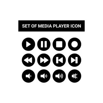 Media player button icon flat design vector template Stock Illustration