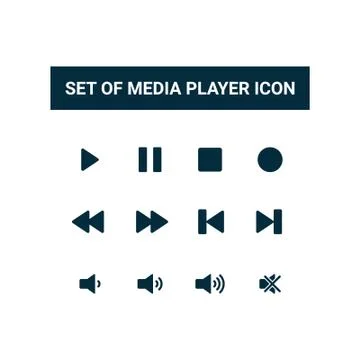 Media player button icon flat design vector template Stock Illustration