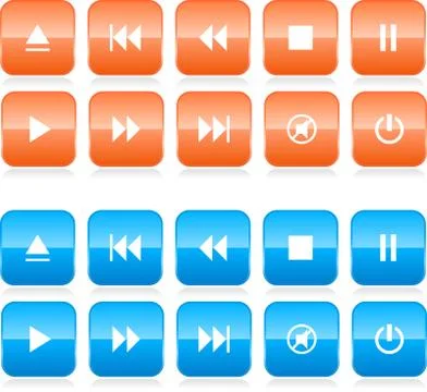 Media player button set Stock Illustration
