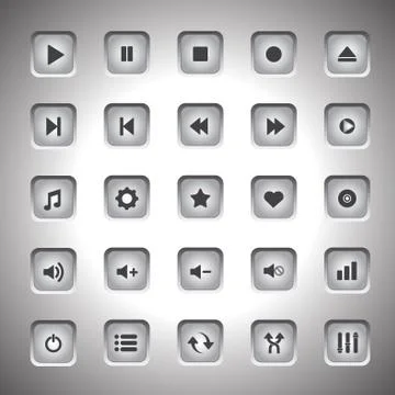 Media player buttons collection vector design elements Illustrazione stock