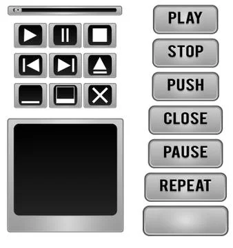 Media player buttons design elements 스톡 일러스트