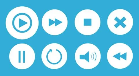 Media player buttons set Stock Illustration
