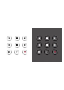 Media Player Control Buttons Icon Set 스톡 일러스트