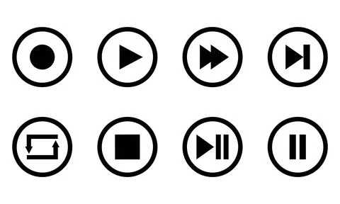 Media Player Controller Icon Set Stock Illustration