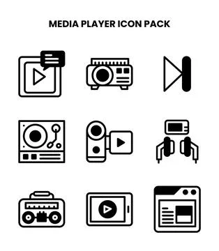 Media Player DuoTone Vector Icons Pack Stock Illustration