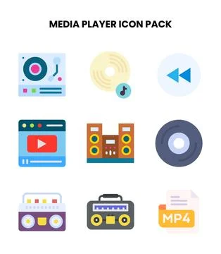 Media Player Flat Graphics Icons Pack Stock Illustration