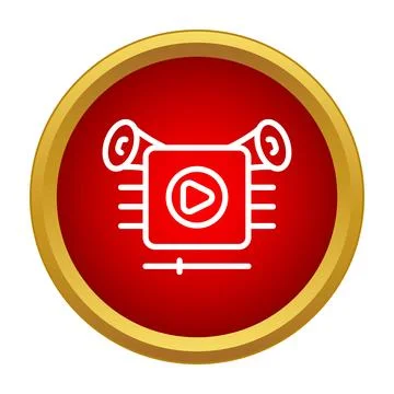 Media player icon with play button and sound Illustrazione stock
