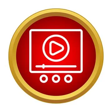 Media player icon with play button interface Illustrazione stock