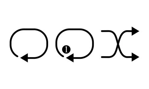 Media player icon. Repeat all, Repeat one, shuffle. Vector illustration Illustrazione stock