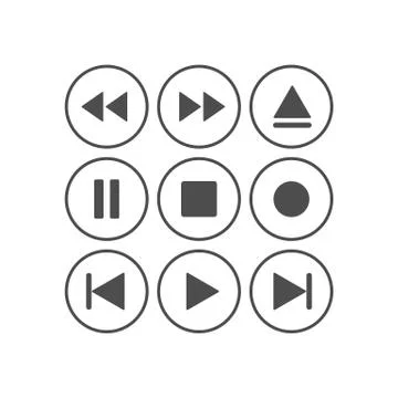 Media player icon set. Vector illustration, flat design. Stock Illustration