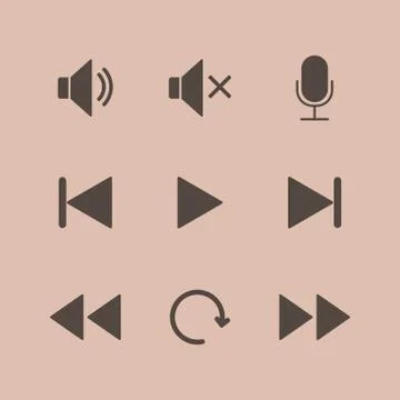 Media player icon set. Vector illustration, flat design. Иллюстрация