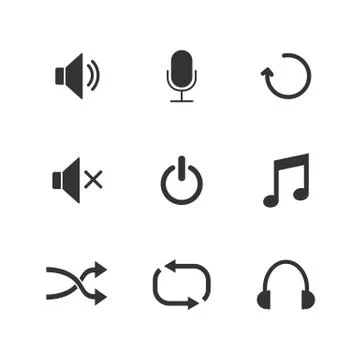 Media player icon set. Vector illustration, flat design. Stock Illustration