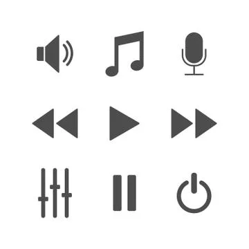 Media player icon set. Vector illustration, flat design. Stock Illustration