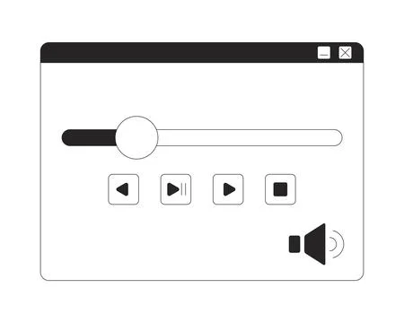 Media player interface with controls 2D line object Stock Illustration