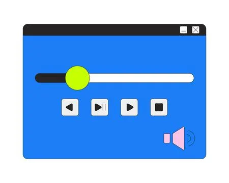 Media player interface with controls 2D cartoon object Stock Illustration