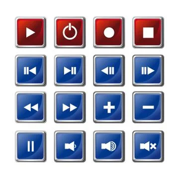 Media player navigation buttons set. Vector icon Stock Illustration