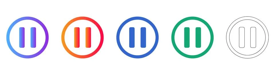 Media Player Pause Button Icon Set Stock Illustration