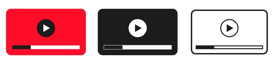 Media player with play button icon Stock Illustration