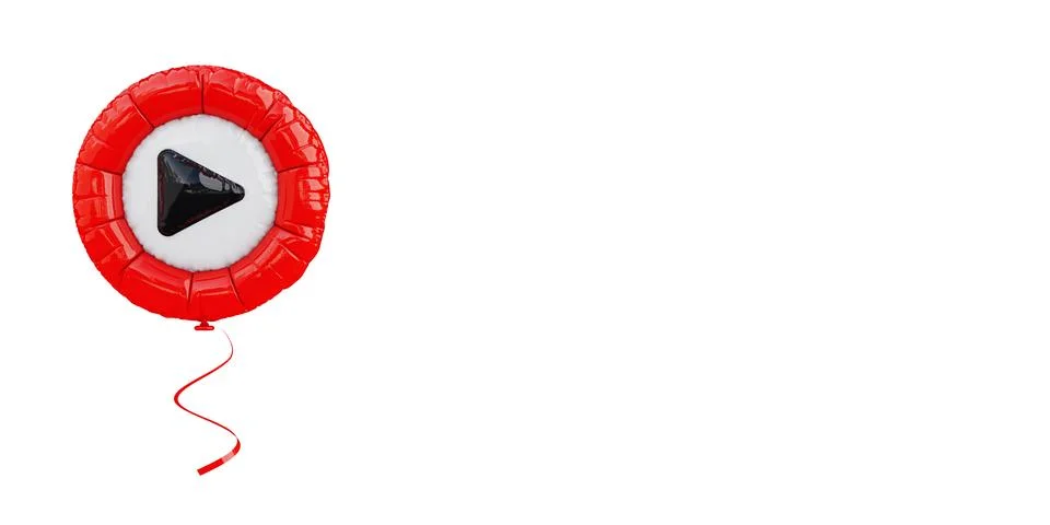 Media Player Play Button Icon in Shape of Balloon. 3d Rendering Stock-Illustration