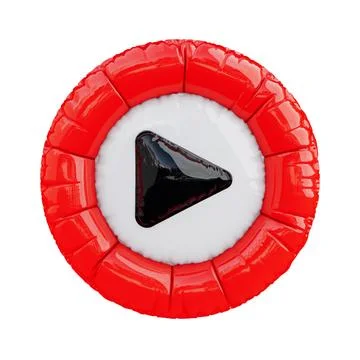 Media Player Play Button Icon in Shape of Balloon. 3d Rendering 스톡 일러스트