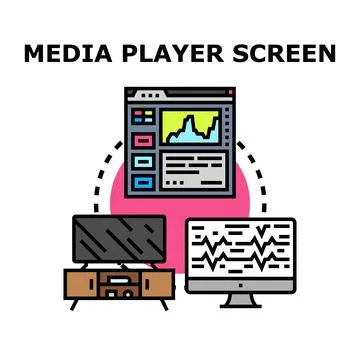 Media player screen concept showing multimedia streaming 스톡 일러스트