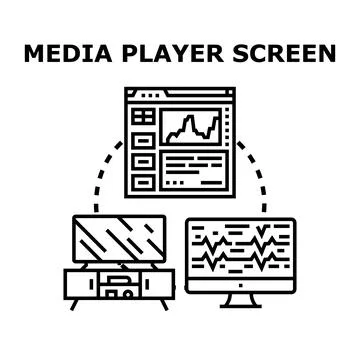 Media player screen concept showing multimedia streaming 스톡 일러스트