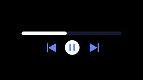 Media Player UI Animation with Play, Pause, Skip Buttons and Hand Click Video stock 310949119