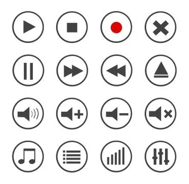 Media Player Vector Icons Set Stock Illustration