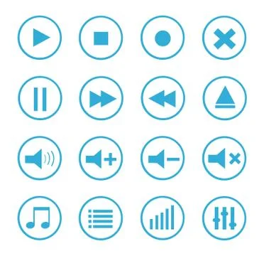 Media Player Vector Icons Set Stock Illustration