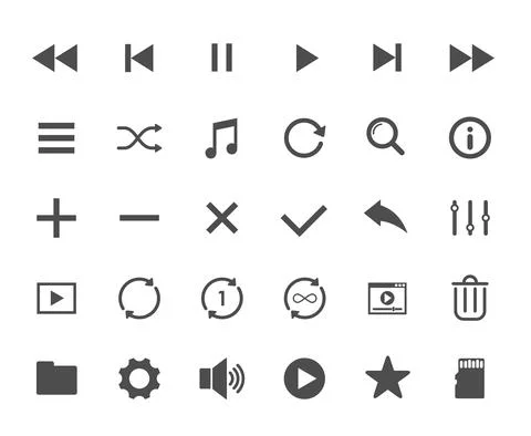 Media player web icons. Ui elements. 스톡 일러스트