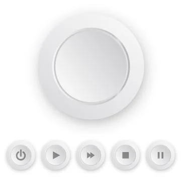 Media player white push button Illustrazione stock