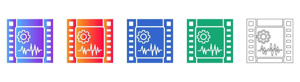 Media Processing and Audio Analysis Icons Stock Illustration