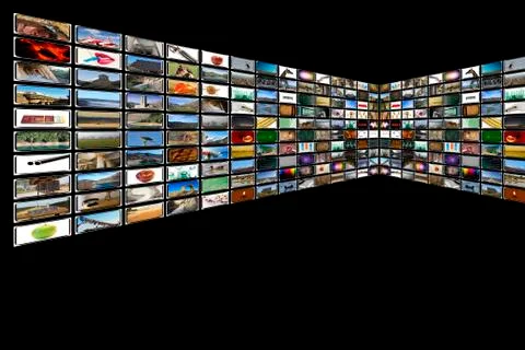 Media room in black Stock Illustration