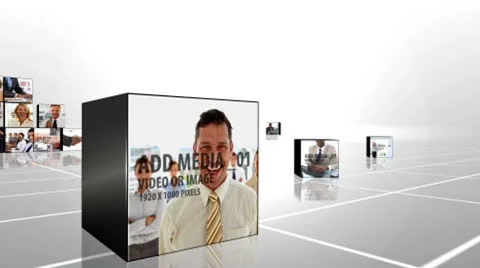 Media Room With Video Cubes Stock After Effects