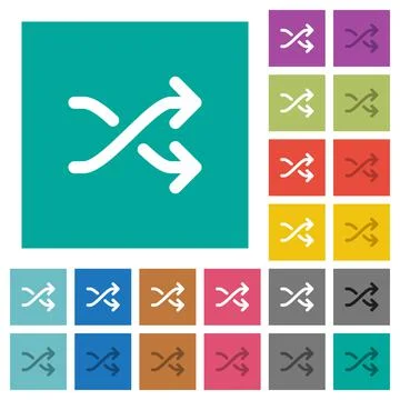Media shuffle square flat multi colored icons Ilustración de archivo