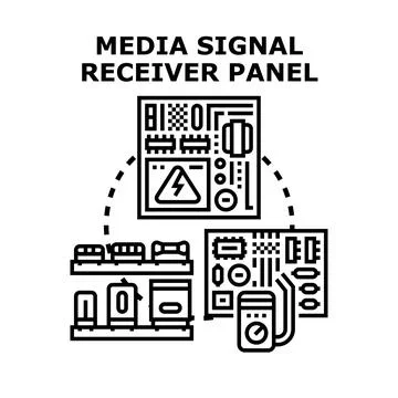 Media signal receiver panel concept illustrating electronic components イラスト素材